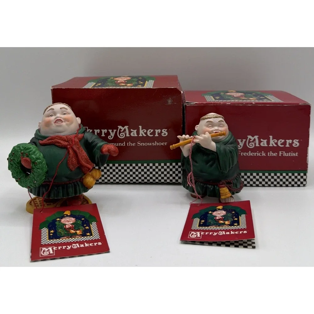 Department 56 Merry Makers Hand Painted Monks. Sigmund Snowshoer & Frederick Flu